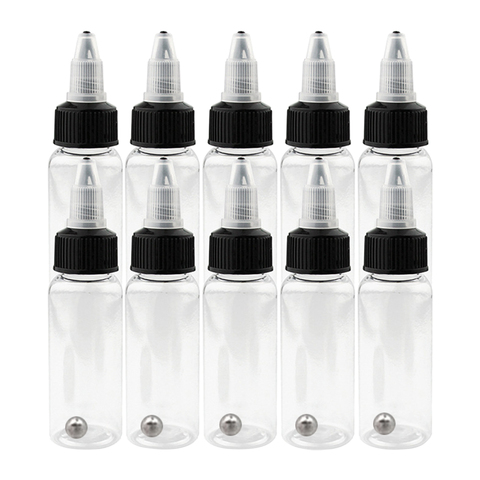 10pcs 30/50/60/120/250ml Recyclable Clear Tattoo Airbrush Ink Pigment Bottles Empty Bottle Container For Tattoo Ink Color ► Photo 1/6