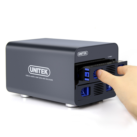 USB3.0 ESATA To SATA3.0 HDD Enclosure 2 Bay HDD Array Enclosure RAID 0/1/Large/Normal Support 2.5