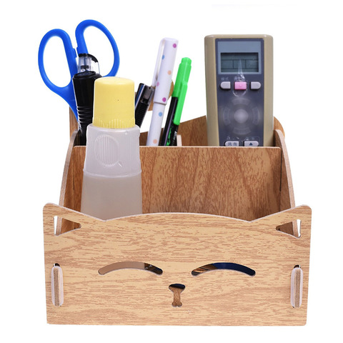 Wood DIY Assemble Cute Cat Pen Holder Desk Organizer for Home, Office (Brown Color) ► Photo 1/6