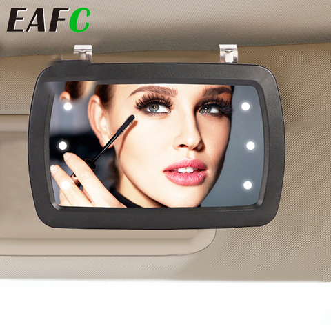 Universal LED Car Interior Mirror Touch Switch Makeup Mirror Sun Visor High Clear Interior HD Mirror 170*110mm-no battery ► Photo 1/6