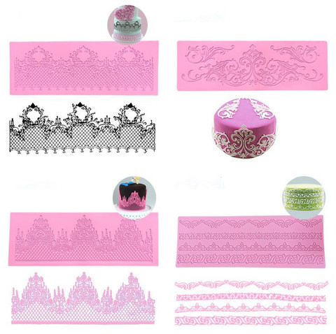 Silicone Lace Embossing Fondant Mould Sugar Lace Mat Decoration Mold Lace Mat Tool Wedding Birthday Cake Decor ► Photo 1/5