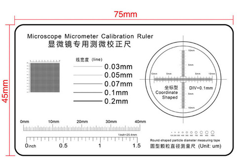 High Precision Film Point Gauge Soft Ruler Microscope Micrometer Calibration Slide Line Width Particle Diameter Measurement ► Photo 1/5