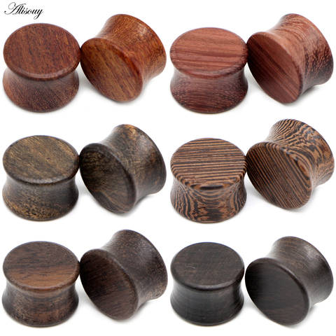 Alisouy 2PC 8mm-25mm Round Ear Tunnel Earrings Ear Stretcher Expander Wooden Plugs and Tunnels Ear Gauges Body Piercing Jewelry ► Photo 1/6