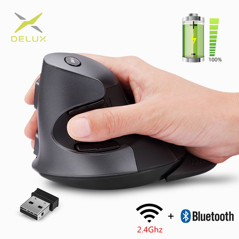 Delux M618G Rechargeable Vertical Wireless Mouse Ergonomic 4000 DPI Optical Mice with Removable Palm Rest For Computer ► Photo 1/6