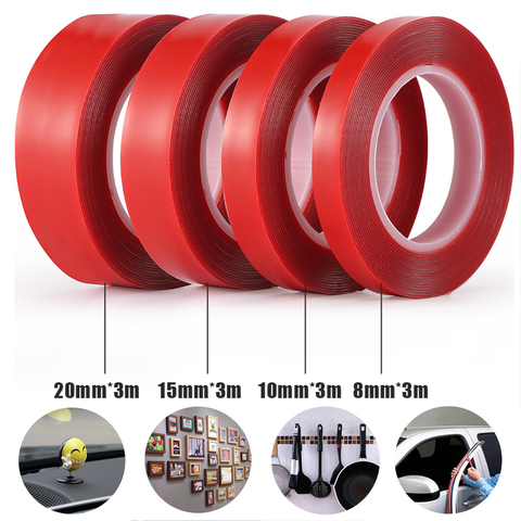 300cm Red Double Sided Adhesive Tape High Strength Acrylic Gel Transparent No Traces Sticker for Car Sticker Auto Interior Fixed ► Photo 1/6