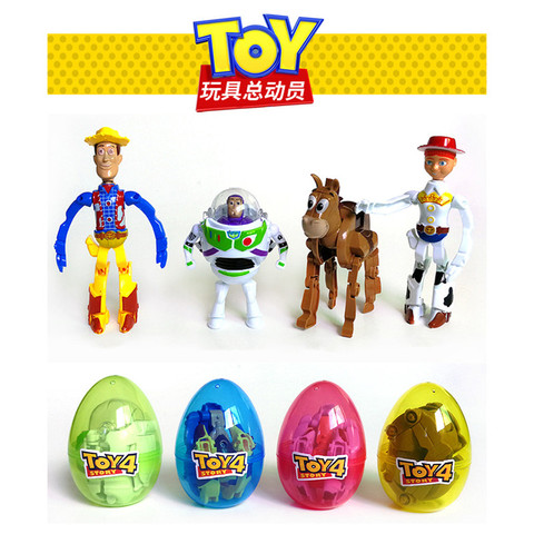 Disney Toy Story 4 Deformed Egg Toy Woody Jessie Buzz Lightyear Action Figures Surprise Egg Kids Gift ► Photo 1/6