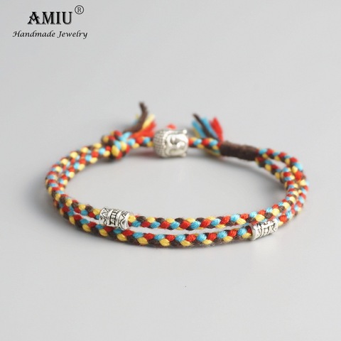 AMIU Tibetan Buddhist Lucky Woven Amulet Tibet Cord Bracelets & Bangles For Women Men Handmade Rope Buddha Anklet Bracelet ► Photo 1/6