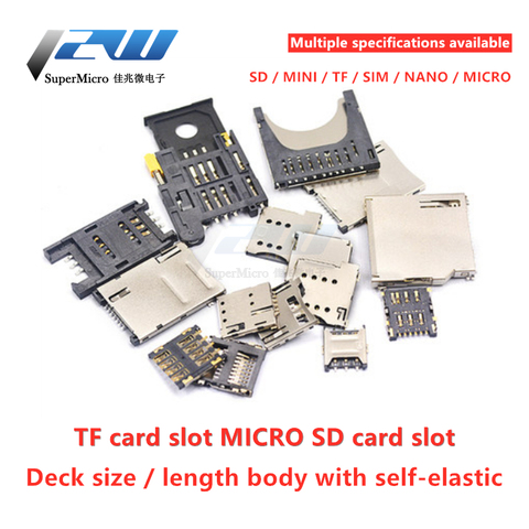 5pcs SD / MINI / TF / SIM / NANO / MICRO card holder card slot card tray size / length body with self-elastic type 1/2 ► Photo 1/6