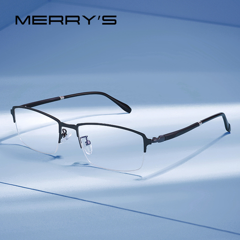 MERRYS DESIGN Men Titanium Alloy Half Glasses Frame Prescription Eyeglasses TR90 Legs Business Style Optical Frame S2306 ► Photo 1/6