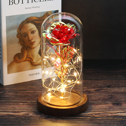 Eternal Rose Forever Beauty And Beast Rose In Flask Led Rose Flower Light Glass Dome Home Decoration Mother's wedding Valentine ► Photo 1/6