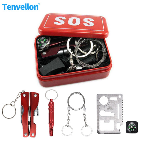 Outdoor Camping Emergency Escape Kit Safety Survival kit SOS Camping Hiking Self Help whistle compass Disaster relief supplies ► Photo 1/6