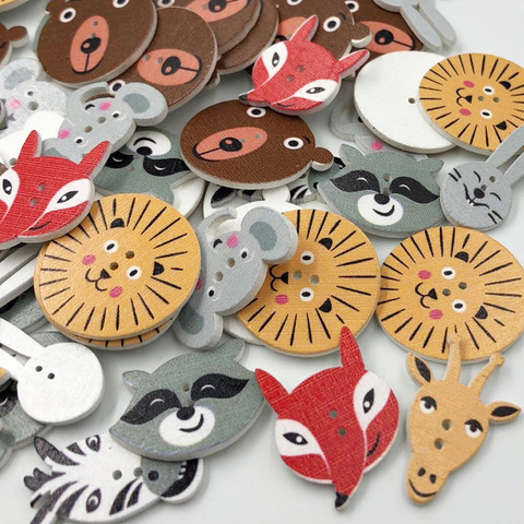 50/100pcs 2 Holes Animals Shaped Wooden Buttons Craft DIY Scrapbooking Decorative Sewing Buttons For Clothing Decoration WB237 ► Photo 1/2