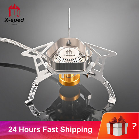 X-eped Outdoor Gas Burner Windproof Camping Stove Portable Folding Ultralight Split Lighter Tourist Equipment For Hiking ► Photo 1/6