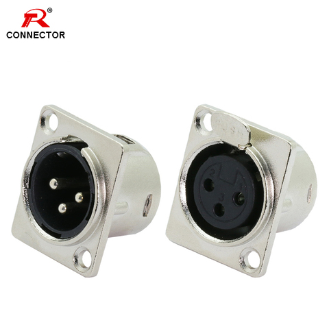 4sets XLR connector, 3pins, panel mount chassis socket, male plug + female jack, Zinc alloy shell+copper pins ► Photo 1/6