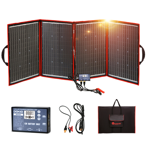 Dokio Flexible Foldable 200W(50Wx4) Mono Solar Panel High Power Portable Solar Panel For RV&Boat&Travel Solar Panel China ► Photo 1/6