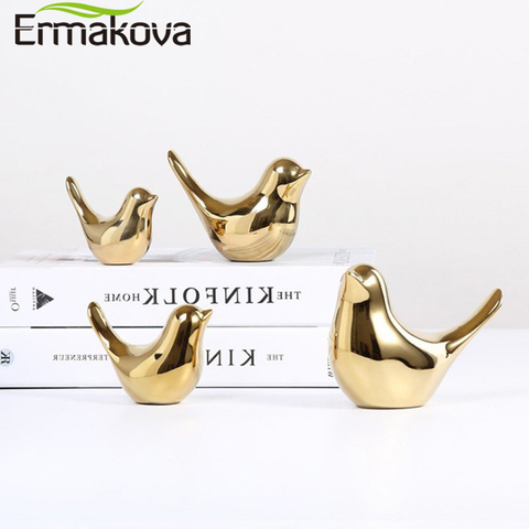 ERMAKOVA Bird Figurine 4 Sizes Nordic Ceramic Gold Animal Statue jewelry Home Decoration Living Room Table Decoration ► Photo 1/6