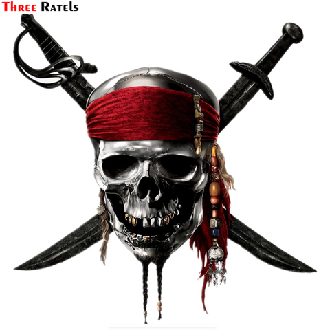 Three Ratels TZ-1336#18.4*18cm pirate skull cranium knives car stickers funny  sticker auto decals ► Photo 1/6