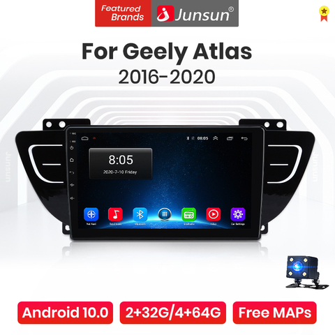 Junsun V1 Pro 4G Android 10.0 4G+64G Car Radio Multimedia Player For Geely Atlas NL-3 2016 - 2022 GPS Navigation no 2din dvd ► Photo 1/5