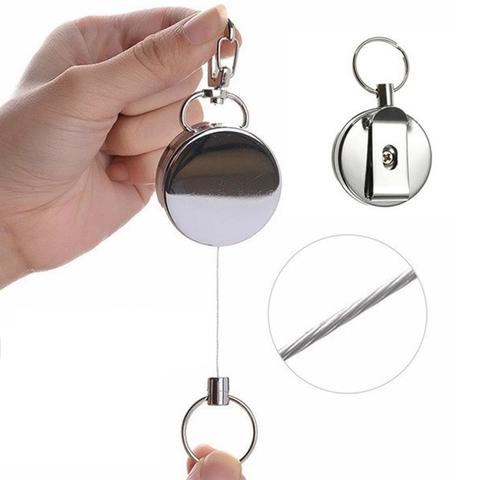 Resilience Steel Wire Rope Elastic Key Chain Recoils Retractable Keychain Alarm Key Ring Anti Lost Keychain Badge Reel Belt Clip ► Photo 1/6