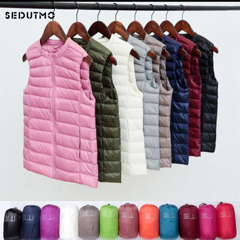 SEDUTMO Winter Ultra Light Duck Down Women Jackets Plus Size 5XL Short  Vest Coat Slim Spring Waistcoat ED921 ► Photo 1/6