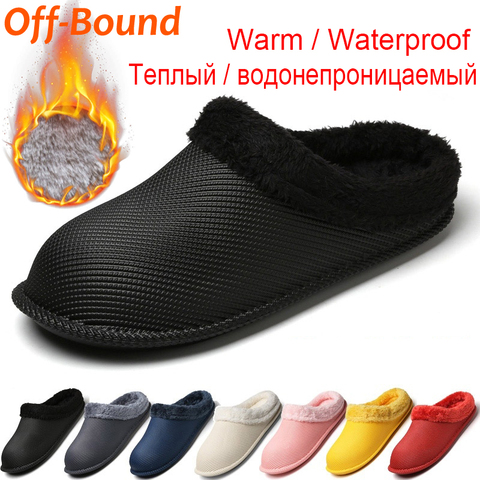 Off-Bound Men Women Winter Slippers Men Indoor Warm Fur Plush Slippers House Bedroom Flat Shoes Waterproof Home Couple Slippers ► Photo 1/6