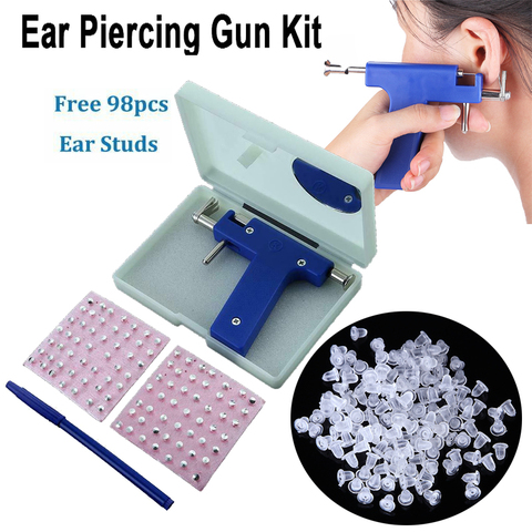 Pro Ear Piercing Gun with 98pcs Studs Kit Tool Set Ear Nose Navel Body Piercing ► Photo 1/6