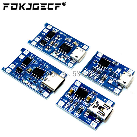 10Pcs Micro Type-c USB 5V 1A 18650 TP4056 Lithium Battery Charger Module Charging Board With Protection Dual Functions 1A Li-ion ► Photo 1/5
