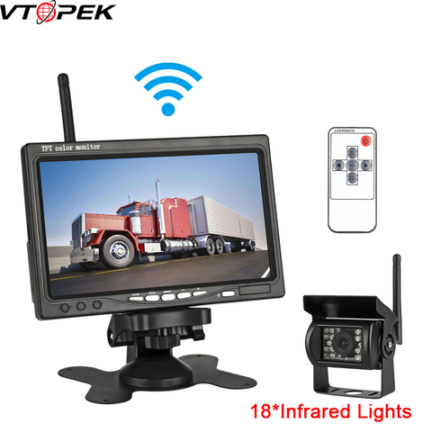 Wireless Truck Camera 7 inch 18 infrared lights Night Vision For Trucks Bus RV Car Monitor Reverse Image 12-24V Rear View Camera ► Photo 1/6