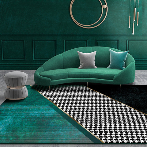Fashion Nordic rugs Modern Simple Dark Green Black Houndstooth Mosaic Carpet Kitchen Living Room Bedroom Parlor Carpet Floor Mat ► Photo 1/1