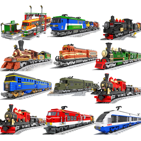 City train set steam bullet vehicle cargo railway station model building blocks brick tracks rail no motor kits carriage technic ► Photo 1/6