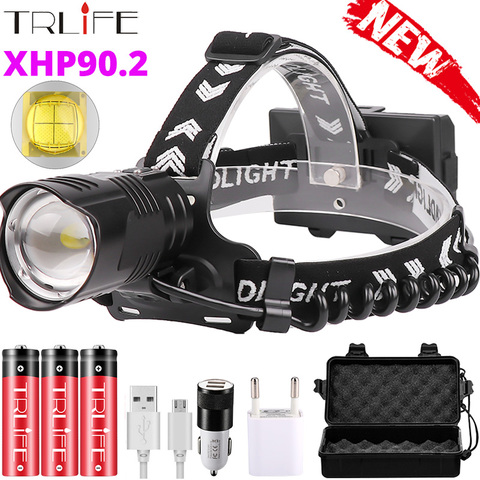 Upgrade XHP90.2 Powerful Led Headlamp 8000LM Head lamp USB Rechargeable Headlight Waterproof Zoom Fishing Light by 18650 Battery ► Photo 1/6