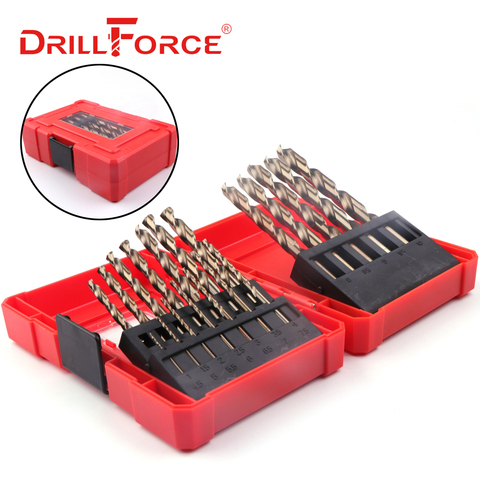 DRILLFORCE 19PCS/Set 1.0-10mm Cobalt Drill Bits High Speed Steel HSSCO M35 Spiral Twist Drill Bit For Stainless Steel Metal Wood ► Photo 1/6