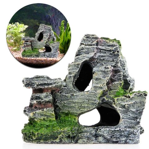 Mountain View Rockery Aquarium Rock Cave Tree Bridge Fish Tank Ornament Decor O11 Dropship ► Photo 1/6