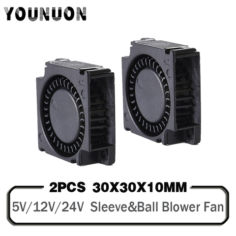2 Pieces DC 5V 12V 24V 30x30x10mm Sleeve Dual Ball 1 inch Small Mini Blower Cooling Fan 30mm x 10mm 3cm 3010 3D Printer ► Photo 1/6