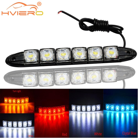 2X DRL Daytime Running Lights 6LED Red Blue Green White Flexible Driving Fog Bulb Turn Signal Brake Lights Strobe Light Auto Led ► Photo 1/6