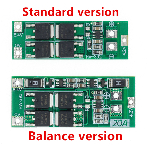 2S 20A 7.4V 8.4V 18650 Lithium battery protection board/BMS board standard/balance ► Photo 1/6