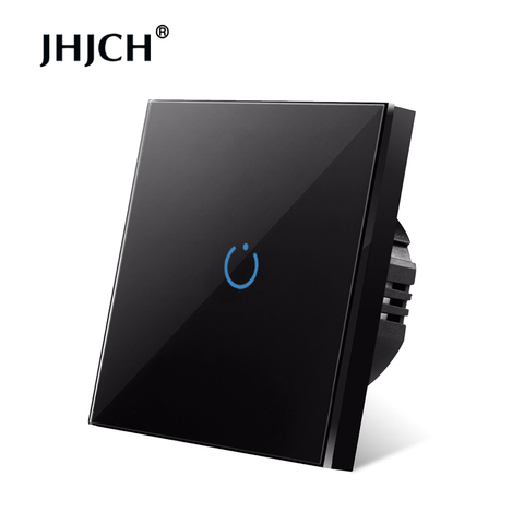 JHJCH touch switch, EU standard, white crystal, glass panel, touch switch, Ac220v, 1 set, 1 way, wall light, wall touch screen ► Photo 1/6