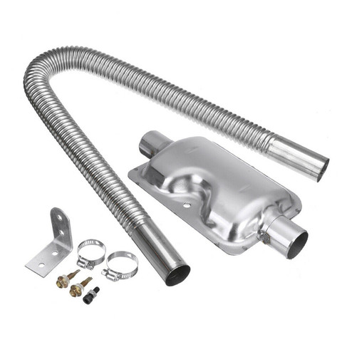 2022 new silver Stainless Steel Car Air Diesel Heater Exhaust Pipe Silencer Parking Muffler Kit ► Photo 1/6
