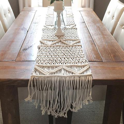 Bohemian Table Runner Handmade Table Bed Tapestry Hand-woven Macrame Table Runner With Tassels Wedding Party Home Decoration ► Photo 1/6