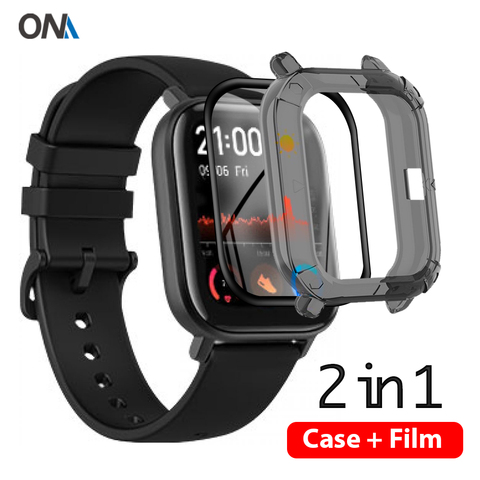 2-in-1 Protector Case + Screen Protector for Huami Amazfit GTS Soft TPU Protective Cover Smart Watch Film (Not Glass ► Photo 1/6