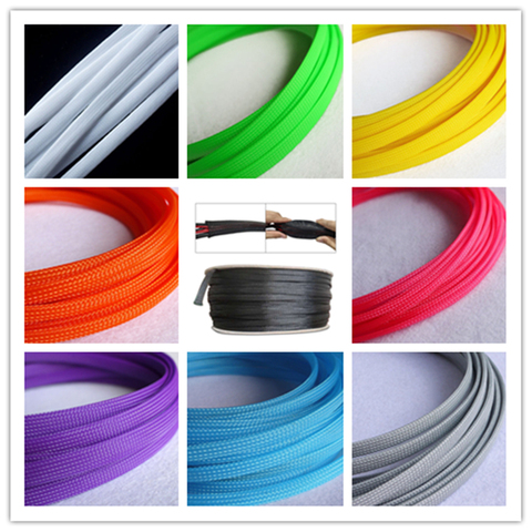 Pure colour 5M 10M 100M Insulated Braid Sleeving Tight PET Wire Expandable Cable Sleeve Flame-retardant nylon braided mesh tube ► Photo 1/6