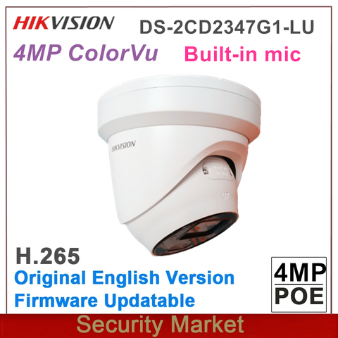 Original english hikvision DS-2CD2347G1-LU 4MP ColorVu Fixed mic built in Turret Network Dome IPC POE surveillance Camera ► Photo 1/1