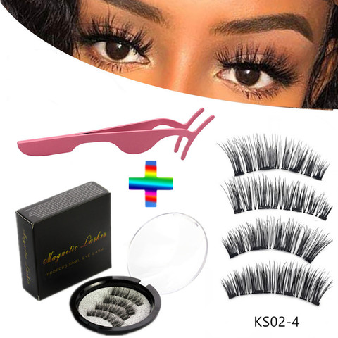 4 pieces of natural magnetic eyelashes, reusable eyelashes, glue-free eyelashes, quantum eyelash curler, easy to wear shipping ► Photo 1/6