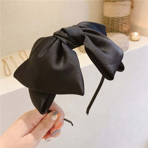 beautiful black New big bow bezel Headwear Women Headband Girls Vintage bow Hair Bands wide Hairband hoop for hair Accessories ► Photo 1/5