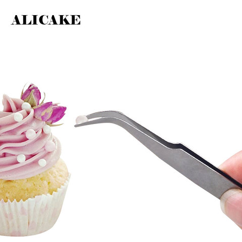 Beads Tweezers Stainless Steel Forceps Clip Candy Sugar Sprinkles Fondant Flower Cake  Decoration Tools Bend Straight Tweezers ► Photo 1/3