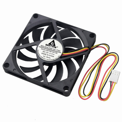 Gdstime 2 Pcs DC 12V 80x80x10mm 8cm 3.14 inch 3Pin FG PC Computer Case CPU VGA Cooler 8010 Cooling Fan 80mm x 10mm ► Photo 1/6