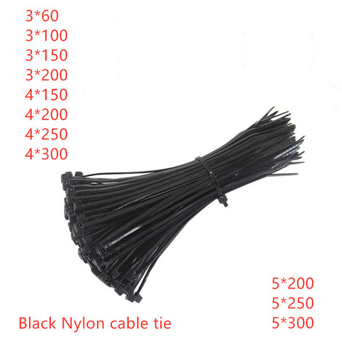 50pcs/Lot Black Cable Ties Self-Locking Plastic Nylon Wire Cable Zip Ties Fasten Loop Cable High quality ► Photo 1/3