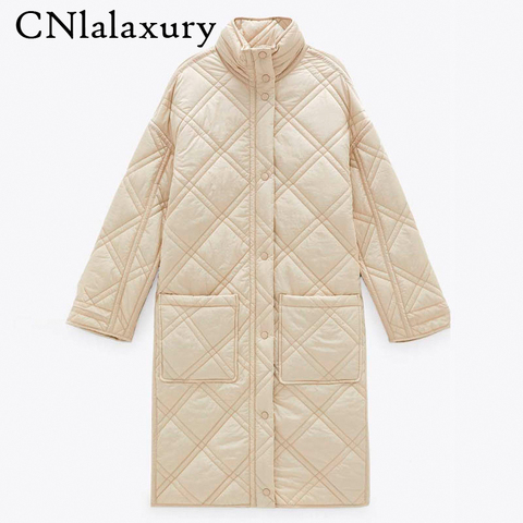 New Winter Oversize Long Women's Parkas Vintage Plaid Loose Jacket Coat Female Warm Outwear Chic Pockets Casual Overcoats Ladies ► Photo 1/6