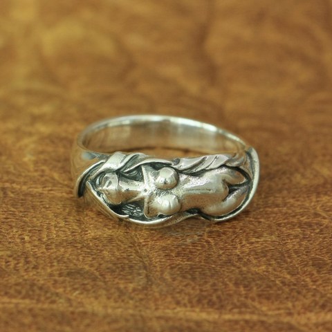 LINSION 925 Sterling Silver Sexy Naked Angel Ring Charms Biker Punk Ring TA162 US Size 7~15 ► Photo 1/6