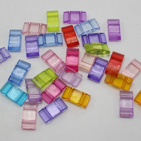 100 Mixed Color Transparent Acrylic Square 2-Hole Beads 18X9mm ► Photo 1/5